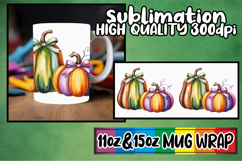 Serene days 11oz 15oz sublimation wrap, Pumpkin Watercolor Product Image 1