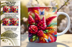 Elegant 11oz Mug Wrap Png Design , Flowers Product Image 1