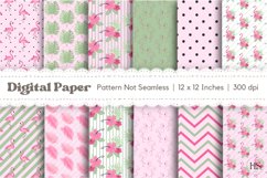 Tropical Flamingo Pattern, Tropical Flamingo Digital Paper Product Image 1