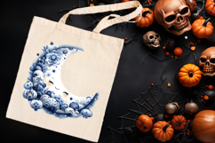 Cute blue Halloween moon clipart t shirt designs png Product Image 3