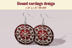Vintage pattern earrings | Silver Round Earring sublimation Product Image 1