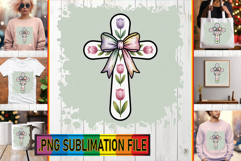 Sweet TSHIRT Designs PNG, Cross and Bow Product Image 1