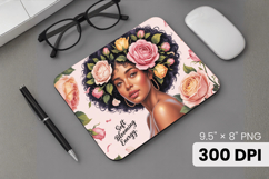 Afro Girl / Woman braided hair Mouse Pad, Black Queen PNG Product Image 1