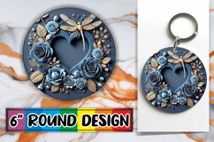 Joyful Circle Keychain Sublimation PNG, 3D Heart Product Image 1