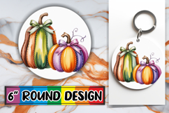 Joyful Round Keychain Magic PNG, Pumpkin Watercolor Product Image 1