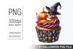 Cupcake With A Halloween Skull, Halloween Clipart PNG File Product Image 1