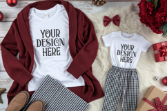 Christmas Family Matching Group Flat Lay T-Shirt Mockups Product Image 1