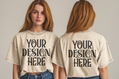 Ivory Comfort Colors 1717 Front &amp; back T shirt Mockup Product Image 1
