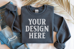 Dark Heather Gildan 18000 Folded Flat Lay Mockups Product Image 1