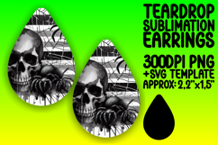 Unique Teardrop Earrings Template PNG , Halloween Product Image 1