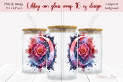 Red Valentine roses Libbey Can Glass Wrap 16oz design png Product Image 2