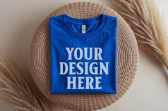 Gildan 64000 Royal Blue Folded Tshirt Mockup Product Image 1