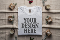 Gildan 5000 white Folded Christmas Mockup, G5000 mockup Product Image 1