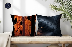 Spooky Owl Silhouettes Glowing Night Seamless Digital Paper Product Image 2