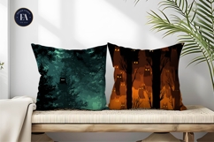 Seamless Spooky Owl Silhouettes Glowing Night Digital Paper Product Image 2
