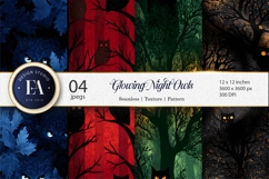 Glowing Night Owl Silhouettes Spooky Seamless Digital Paper Product Image 1