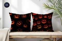 Glowing Jack-O-Lantern Faces Seamless Digital Paper Product Image 2