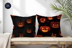 Glowing Jack-O-Lantern Faces Seamless Digital Paper Product Image 2