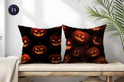 Glowing Jack-O-Lantern Faces Seamless Digital Paper Product Image 2
