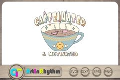 Caffeinated And Motivated Svg, Coffee Svg, Retro Groovy Svg Product Image 1