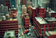 Miniature cityscape showing tiny cars driving down the stree Product Image 1