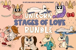 Unicorn Stages of Love Bundle|Unicorn clipart|funny clipart Product Image 1