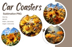 Bee Flower Car Coasters Sublimation Bee Car Accessories_13 Product Image 1