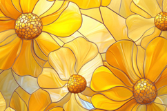 Stained Glass Yellow Flowers Background Wallpaper Product Image 1
