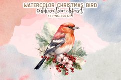 Christmas Bird Watercolor Clipart Product Image 13