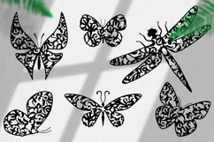 Butterflies and dragonflies silhouettes for paper cut Product Image 6