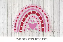 Red Pink Heart Rainbow SVG. Cute Valentines clipart Product Image 1