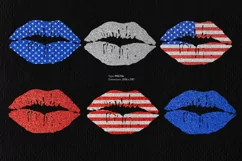 Glitter artistic lip prints in colors of American flag Product Image 2