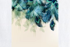 Abstract floral background with feathers, blue shiny leaves Product Image 1