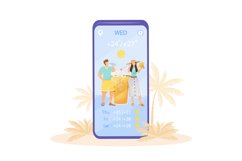 Heat wave notification cartoon smartphone vector app screen Product Image 1