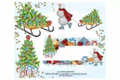 Winter Clip Art Watercolor Hand-Painted Clip Art Red Green Product Image 3