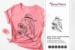 Girl with Sunflowers SVG | Sunflower SVG Cut File Product Image 3