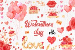 Watercolor Valentine's day Clipart, Love Clipart Product Image 1