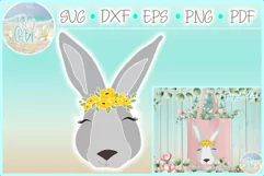 Bunny Face With Flowers Svg Dxf Eps Png Pdf Files For Cricut Product Image 1