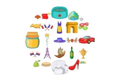 Eurotrip icons set, cartoon style Product Image 1