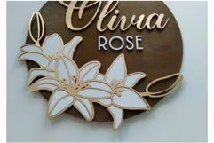 Lily Flower Nursery sign | Baby Nursery Name sign Product Image 5