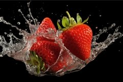 Fresh strawberries splashing in water Product Image 1