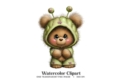 Baby Caterpillar Bear Watercolor Clipart Product Image 1