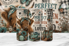 Forgiven Loved Highland Cow Tumbler Wrap Product Image 1