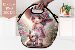 Girl and Bunny Lunch Bag Sublimation PNG Product Image 1