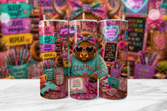 Crafting Highland Cow Tumbler Wrap PNG Product Image 1