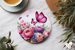 Butterfly Coaster - Austin Rose Round Coaster Sublimation Product Image 1