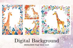 3D Cute Giraffe Background Cute Kids Wallpaper Wall Art Product Image 1