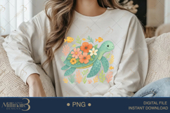 Boho Floral Sea Turtle Watercolor PNG | Ocean Animal Clipart Product Image 3