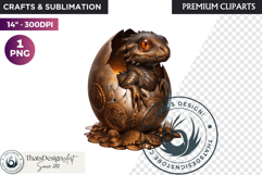 Cute Baby Dragon in a egg Clipart, dragon egg, Fantasy PNG Product Image 1