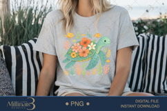 Boho Floral Sea Turtle Watercolor PNG | Ocean Animal Clipart Product Image 5